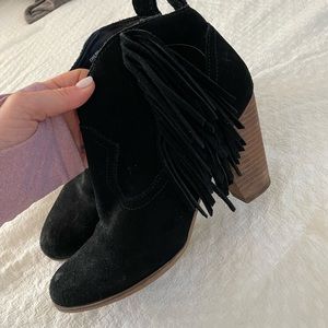 Steve Madden black fringe booties